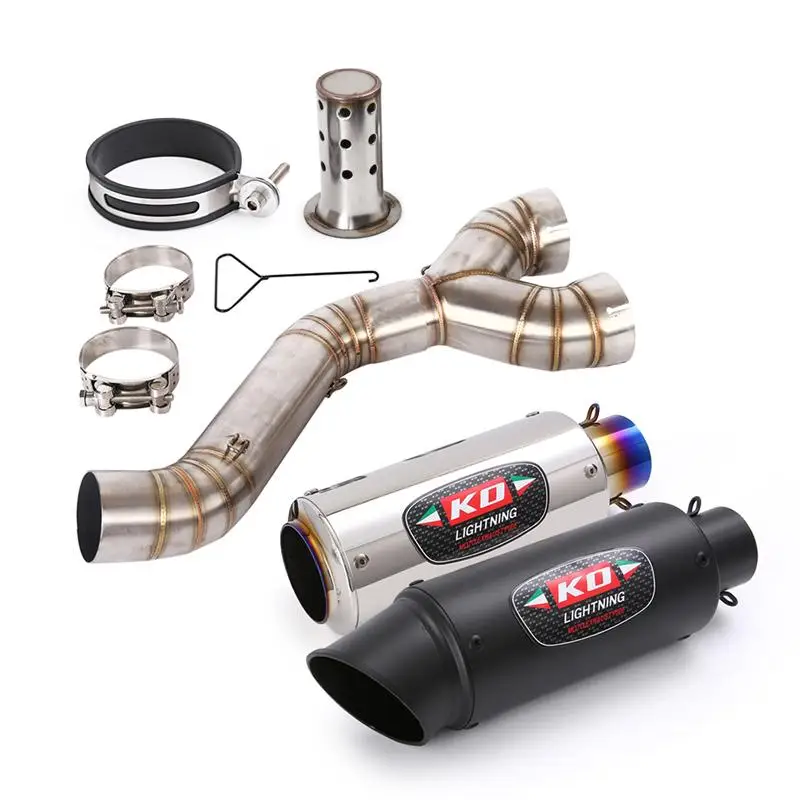 Slip On Steel Exhaust Pipe FOR BMW S1000RR 10-14 S1000R 10-16 Motorcycle Escape Muffler Mid Link Pipe 60.5MM With DB Killer