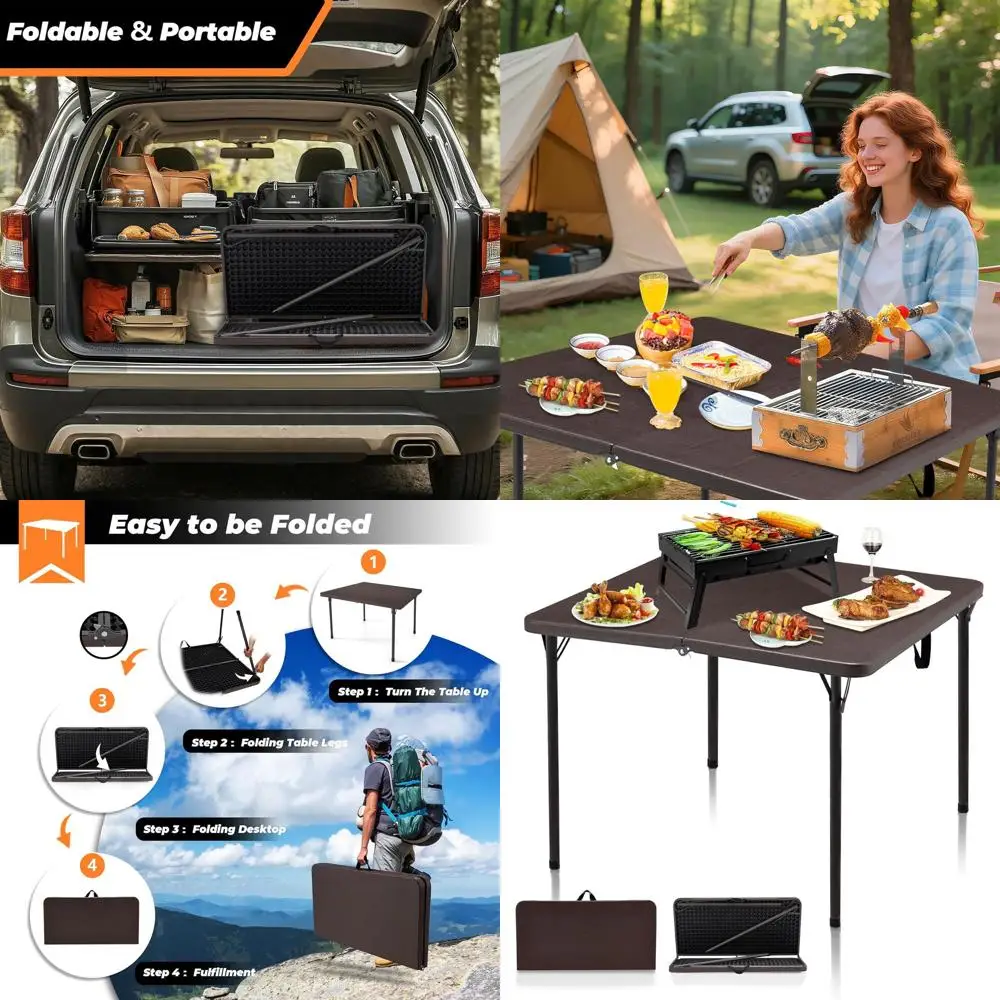 

Portable Folding Square Card Table for Camping, Picnic, and Outdoor Events - Brown