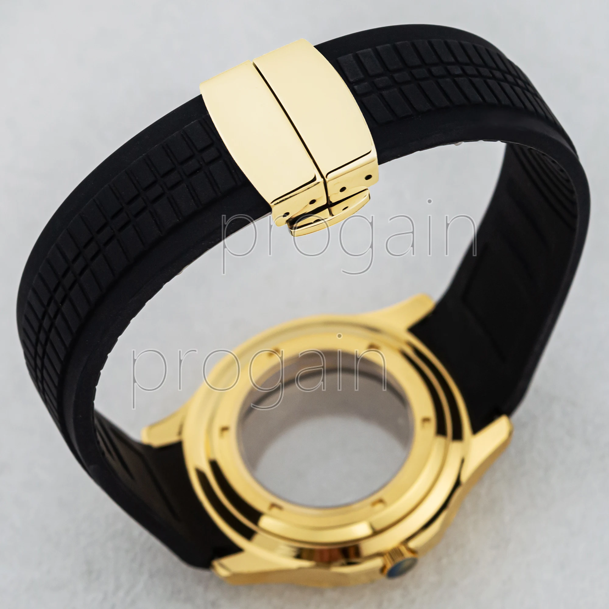 Waterproof Case NH35 Case Stainless Steel Case 42mm Watch Gold Case Rubber Strap for Nautilus AQUANAUT NH35 NH36 Movement Parts