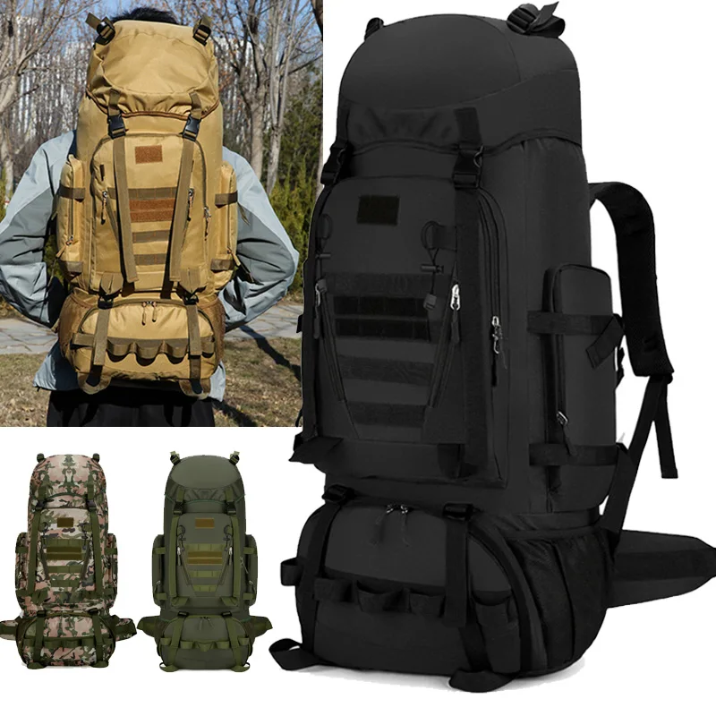 90L Travel Bag Camping Backpack Tactical Hiking Climbing Bags Mountaineering Large Sport Bag Outdoor Men Luggage Molle Rucksack