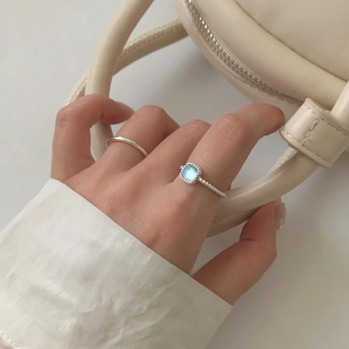 Women's 925 Sterling Silver Geometric Square Adjustable Ring
