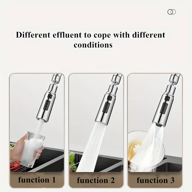 Bourdillat-Kitchen Faucet Aerador, 3 Modos, Anti-splash Tap Extender, Adaptador, Lavatório Pulverizador, Economia de água, Bico do filtro