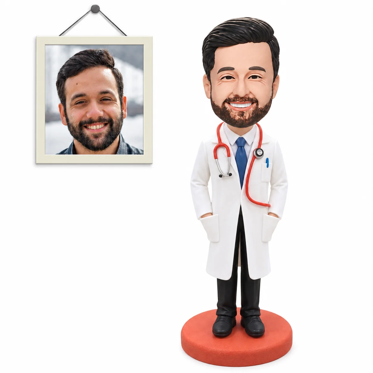 Custom Doctor Bobblehead, White Coat Physician Appreciation Gift