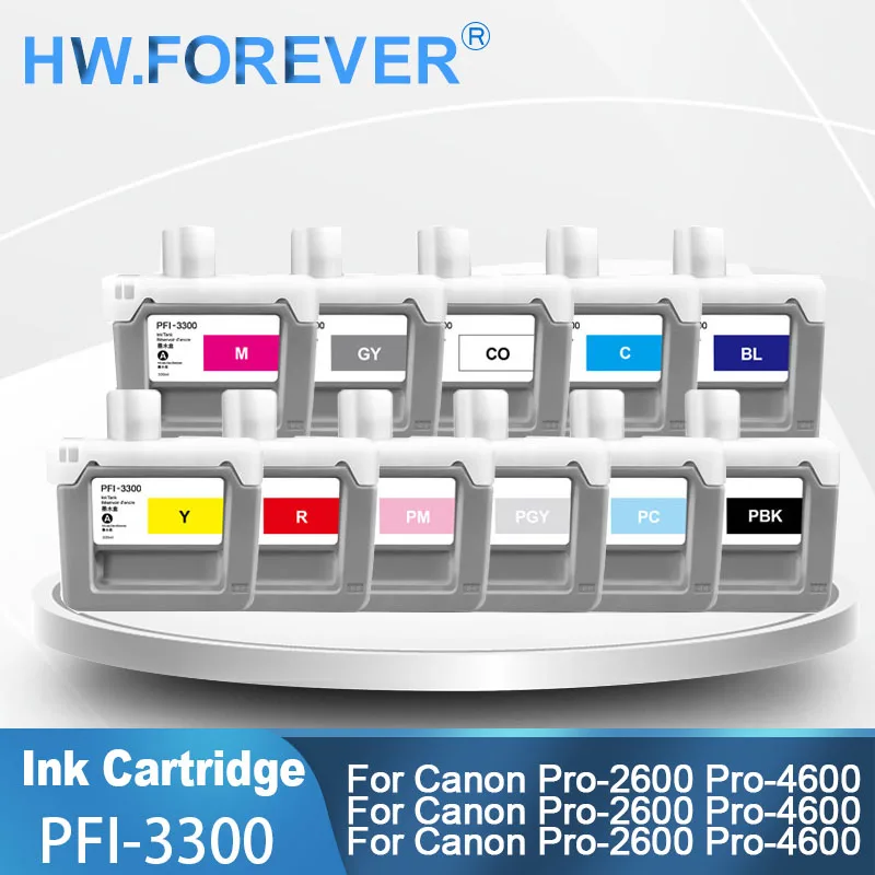 

PFI3300 PFI-3300 Compatible Ink Cartridge For Canon Pro-4600 Pro-6600 Pro-2600 GP-4600s Printers 330ML Pigment Ink Cartridge