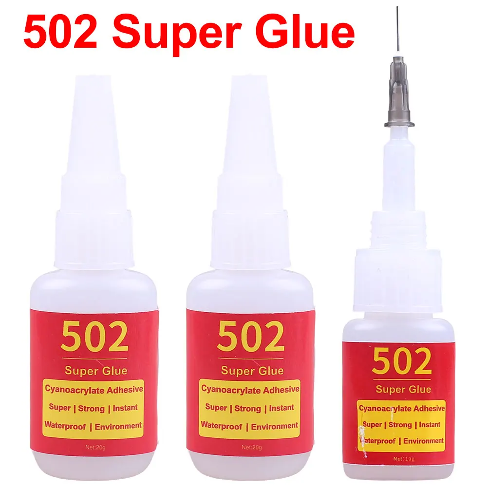 Super Glue Extra Strong Waterproof Instant Adhesive Seconds CA Cyanoacrylate 502 Metal Wood Shoe Glass Plastic Silicone Rubber