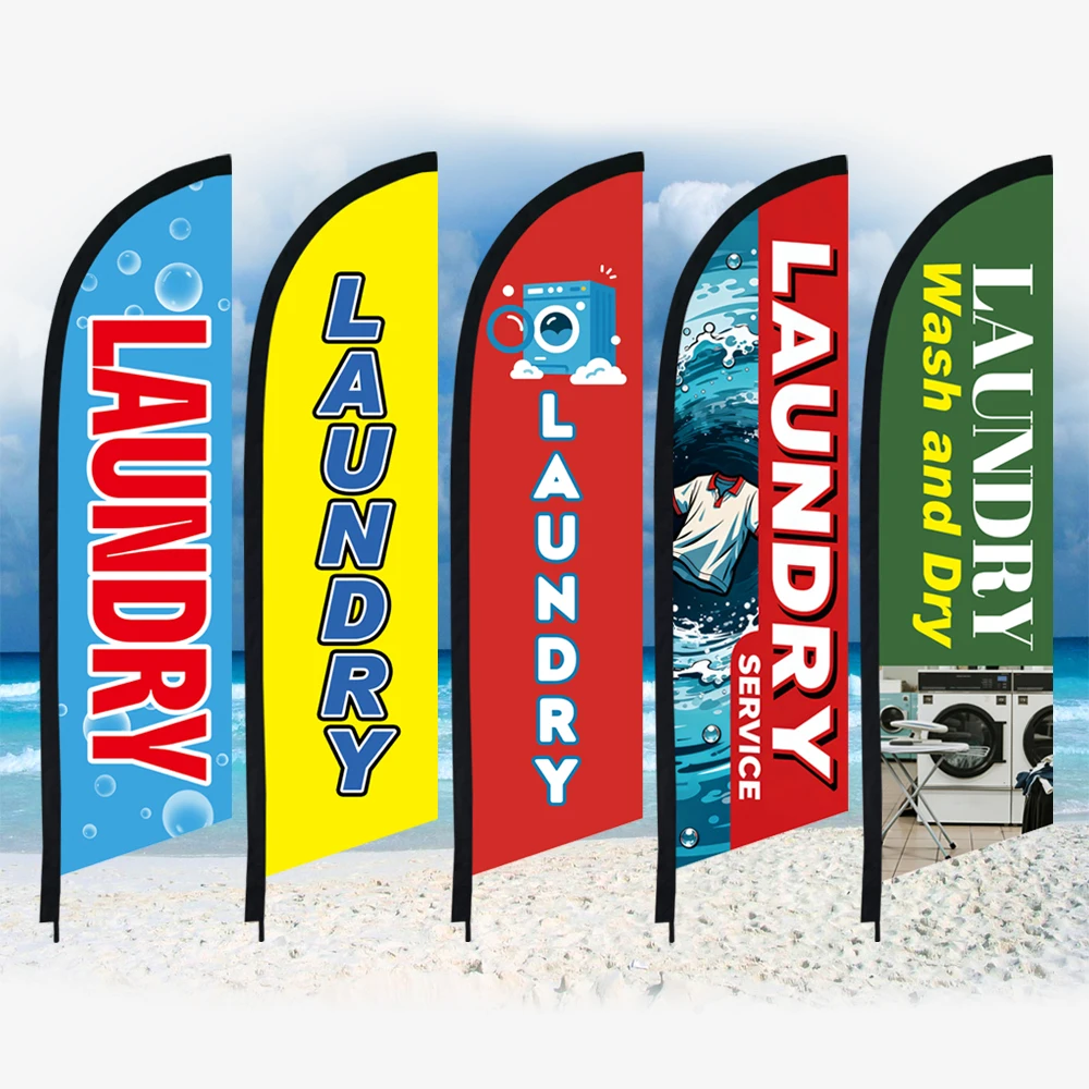 Wash And Dry Laundry Shop Feather Flag Only Flag Without Pole Custom Beach Banner Laundry Store Opening Outdoor Promotion Advert