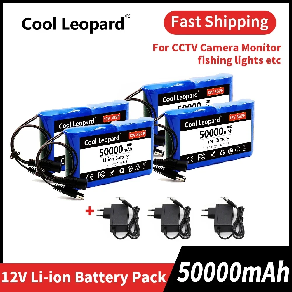 

12V 50000mah Lithium Battery Pack Capacity DC 12.6V 50Ah for CCTV Camera Monitor Fishing Lights Xenon Lamp Loudspeakers+Charger