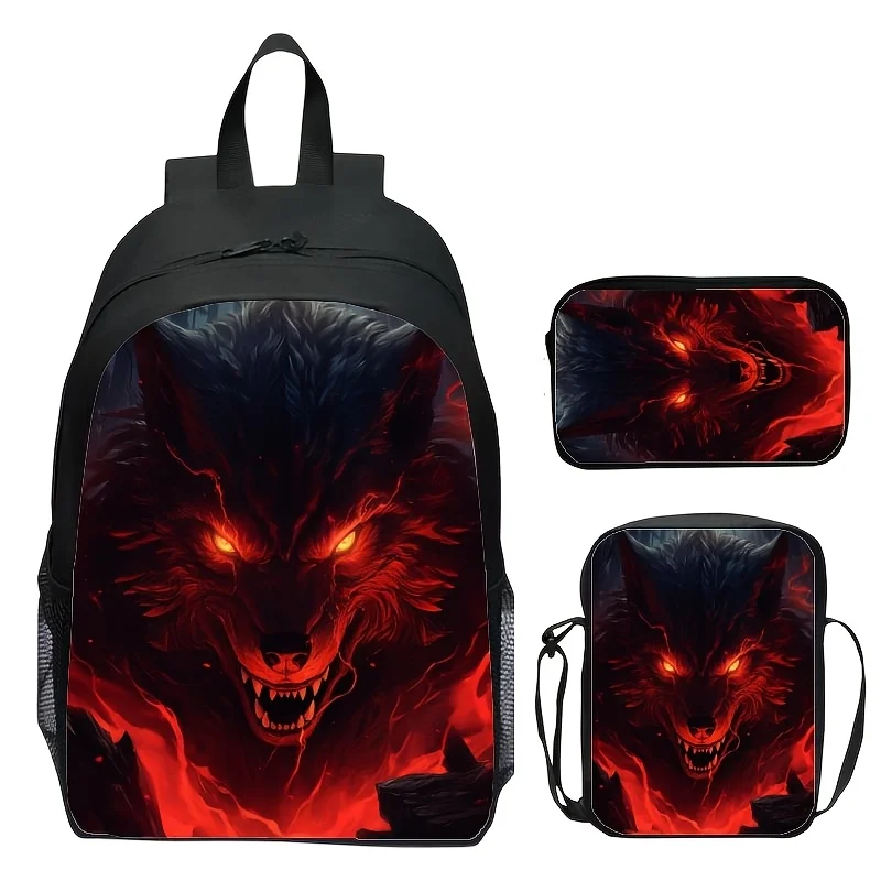 

Digital print animal Wolf Backpack (Double backpack only) Fashionable unisex backpack