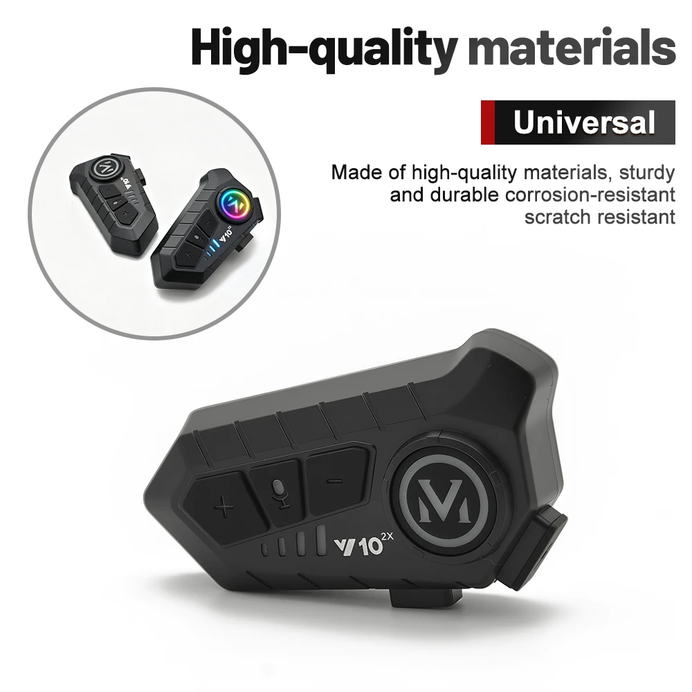Y10-2X 1/2Pcs Motorcycle Helmet Bluetooth Headset Intercom Long Standby 1000mAh MP3 IPX6 Waterproof Wireless Hands-free Super