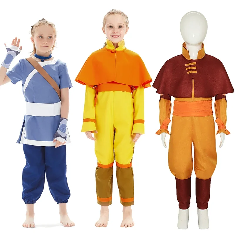 Airbender Cosplay Costume para meninos e meninas, Katara Aang, Desenhos animados, Dia das Bruxas, Carnaval, Disfarce, Terno infantil, Presentes infantis