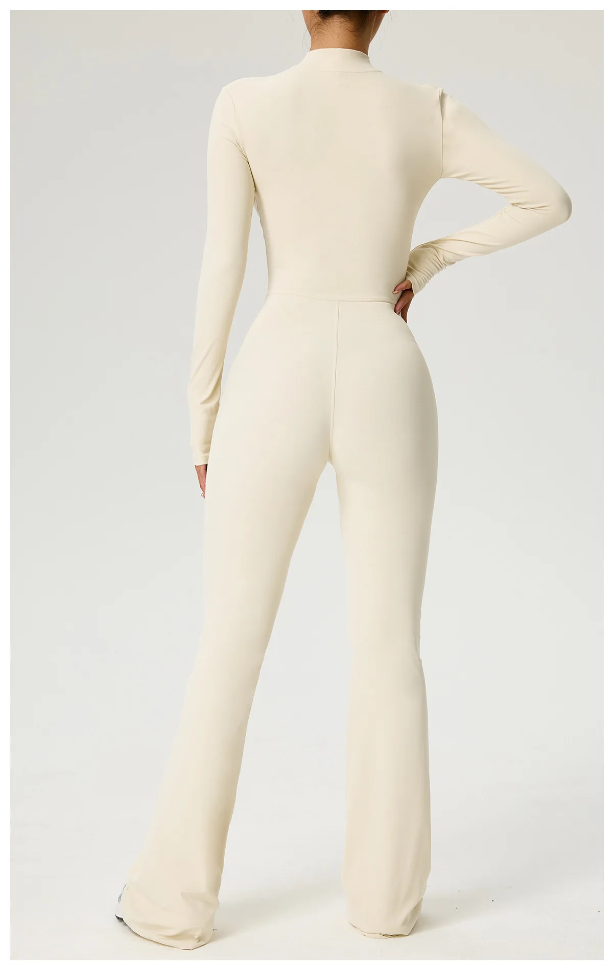 Neuer Reißverschluss-Jumpsuit mit Schlaghose Damenkleidung Sportbekleidung Gym Yoga Sportsets Spandex Nylon Trainingssets Damen Trainingsanzug – Detail 16