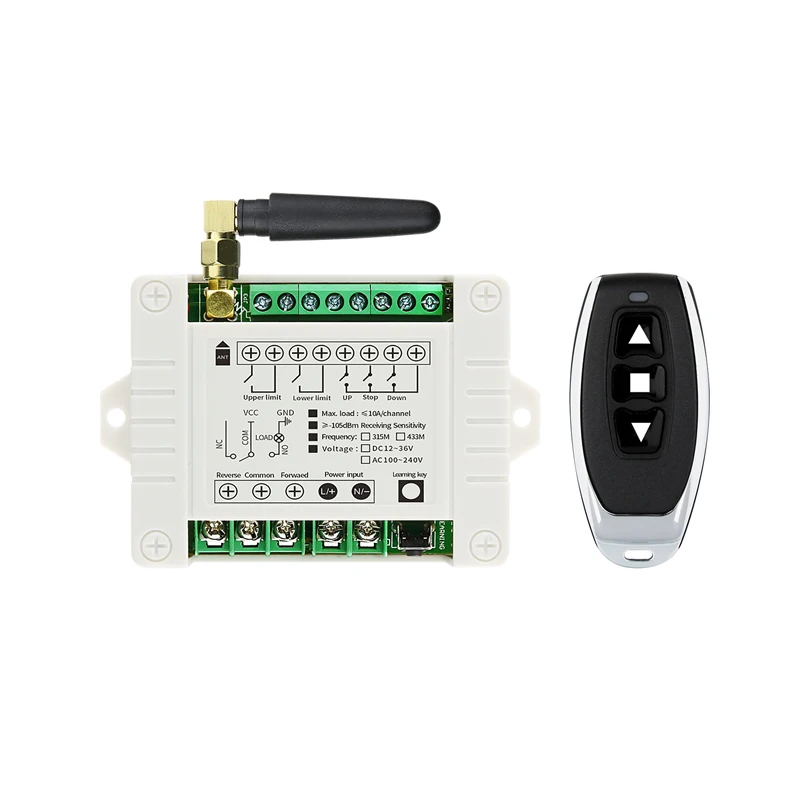 433Mhz R  F 110V 220V Electric Door/Curtain/Shutters Limit Wireless Radio Remote Control Switch for Forward and Reverse Motors