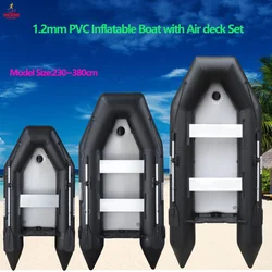 Bote inflable con cubierta de aire de 2,3-3,8 m, bote de asalto de PVC de 1,2mm con balsa de velocidad anticolisión, accesorios para Kayak y Remo