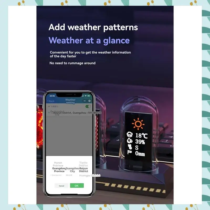 

A71P LED Nixie Tube Clock IPS Color Screen Digital Clock DIY Analog Digital Tube Wifi Time Desktop Desktop Digital Clock