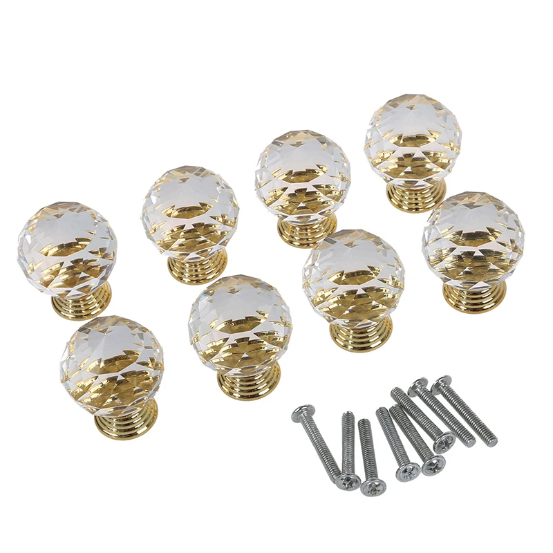 Handle Button 8Pcs Crystal Door Furniture Dore-AT64