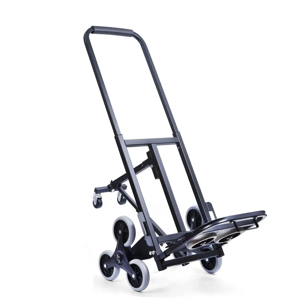 330lb Capacity Stair Climbing Cart Portable Folding Hand Truck All Terrain with 8 Wheels Heavy Duty Carbon Steel Construction