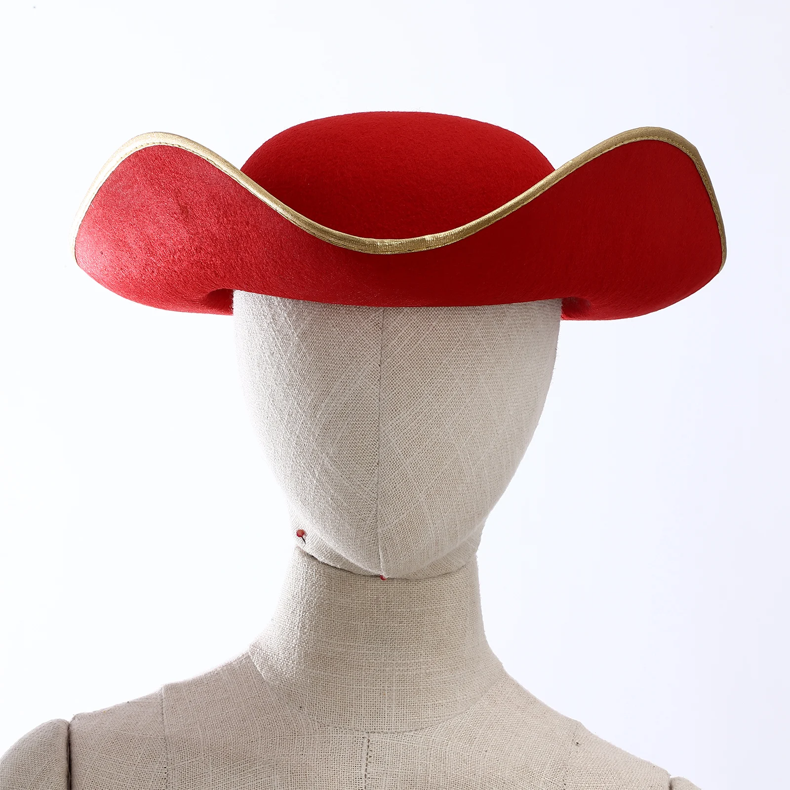 Halloween Captain Pirate Hat Cosplay Colonial Tricorn Hats Metallic Brim Felt Hat Adult Kids Carnival Masquerade Party Hat Caps