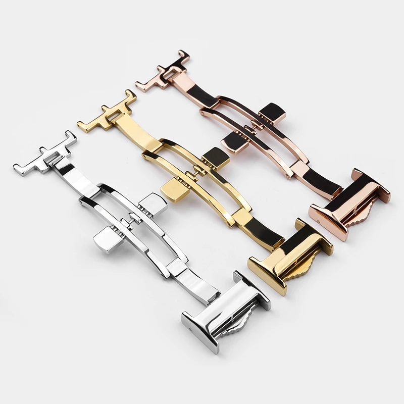 14mm 16mm 18mm Stainless Steel Butterfly Buckle for Longines L2 L3 L4 Leather Watchband metal Folding Clasp Watch accessories