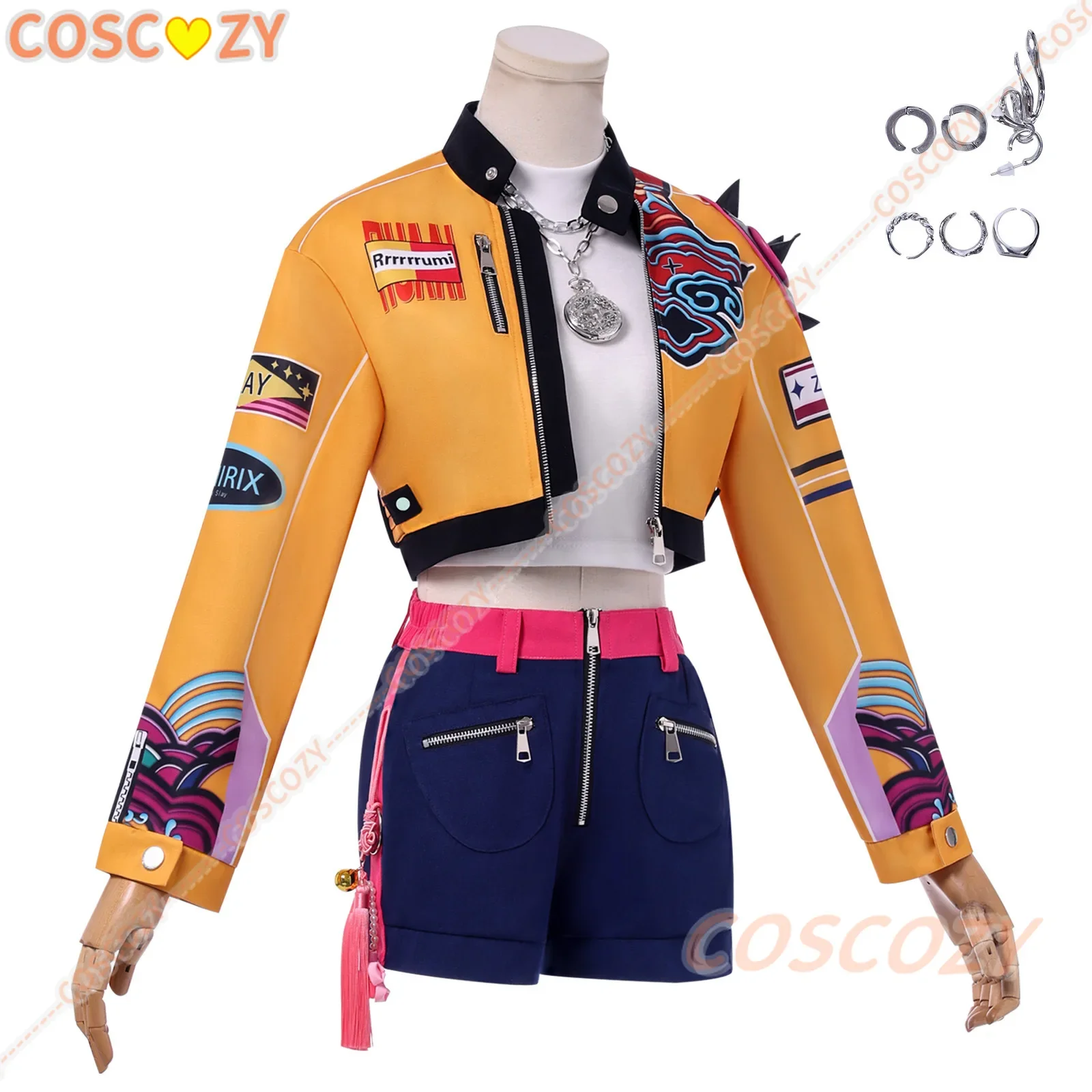 CosplayK-Pop Demon Hunters Rumi Cosplay disfraz peluca 1,2 m uniforme Halloween carnaval fiesta Navidad juego ropa de rol ropa W