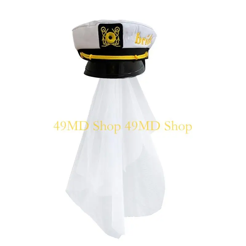 49MD Captain Costume Hat Cap Marine (White) As Shown 26x23x11cm