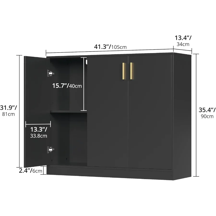 خزانة بوفيه مع خزانة تخزين مميزة مع أبواب وأرفف طاولة وحدة تحكم جانبية لبار القهوة الخشبي للمطبخ L