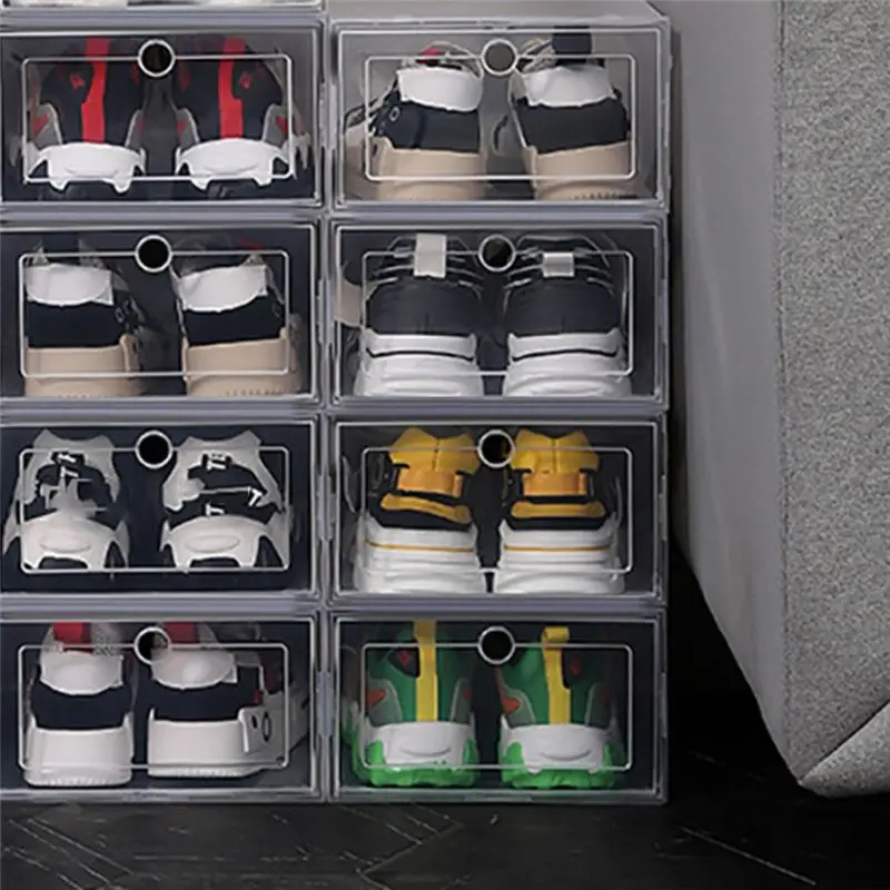 A71P Transparent 6-Pack Shoe Boxes With Dust Protection, Thickened Material, Foldable And Stackable Design