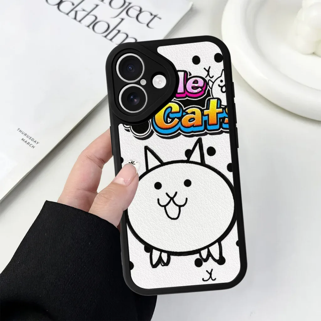 Capa de telefone para iPhone 16 Pro Max Plus Capa de pele de silicone Hot Game Battle Cats