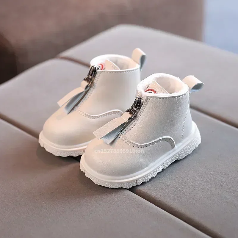 Children\'s Shoes Boys Autumn Winter New Korean Leather Ankle Boots 0-2 Years Old Girls Fashion Warm Cotton Boots Best Gift