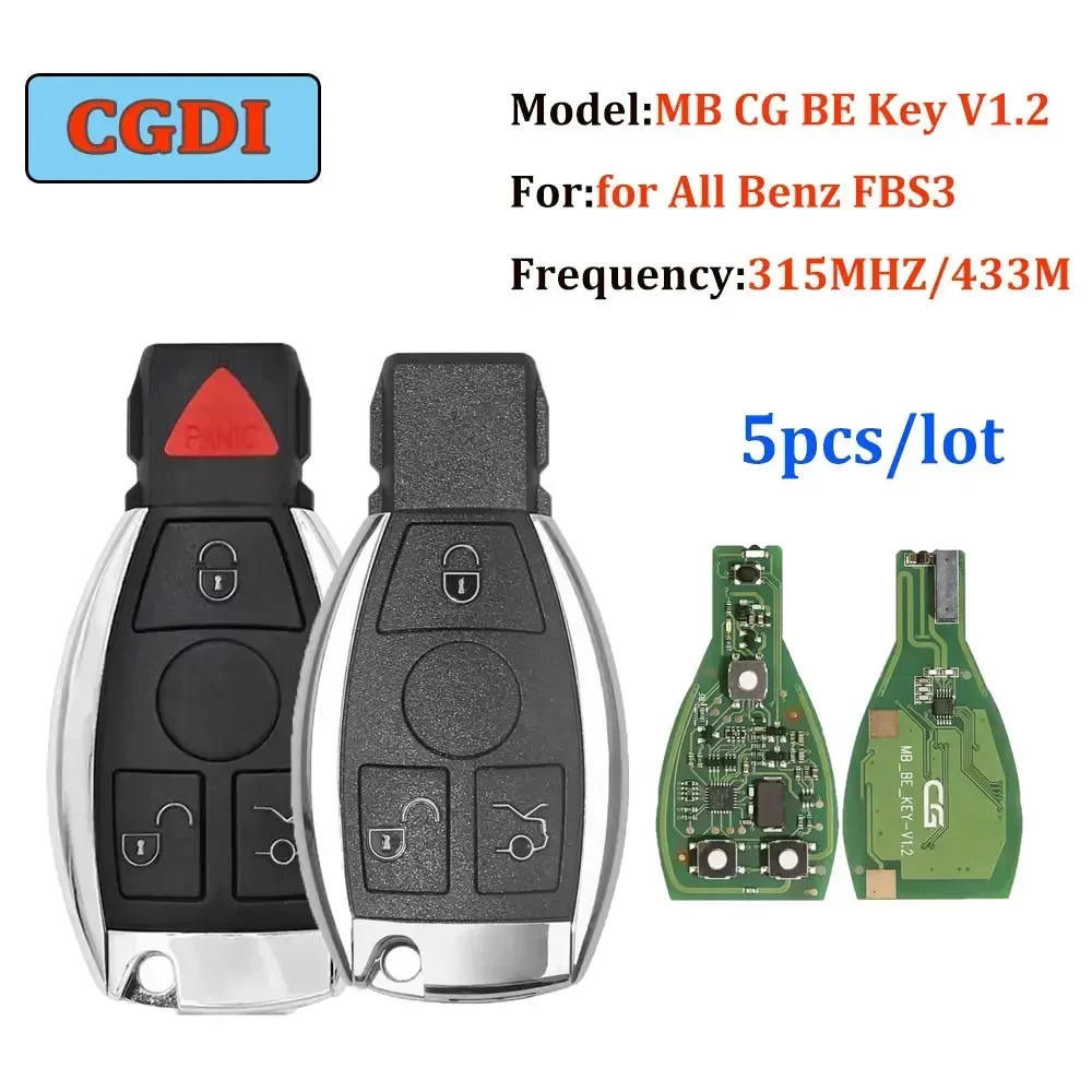 5pcs CGDI MB CG BE Key V1.2 Car Remote Key for All Benz FBS3 315MHZ/433M Working with CGDI MB Programmer and Get 1 Free Token