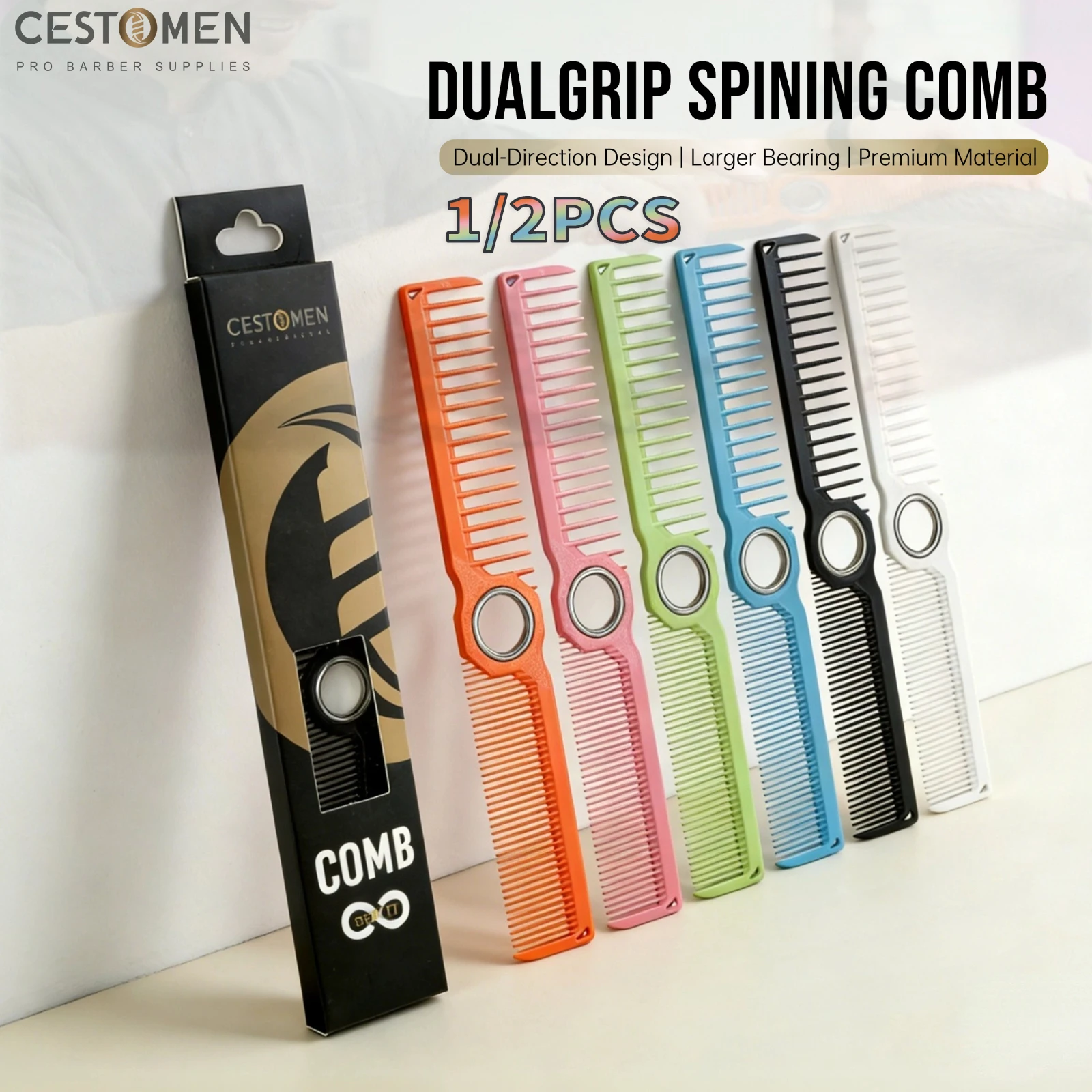 

1/2 шт. Новые профессиональные двусторонние вращающиеся расчески для парикмахеров, с широкими и мелкими зубьями, для гладкой укладки волос, инструменты для стайлинга