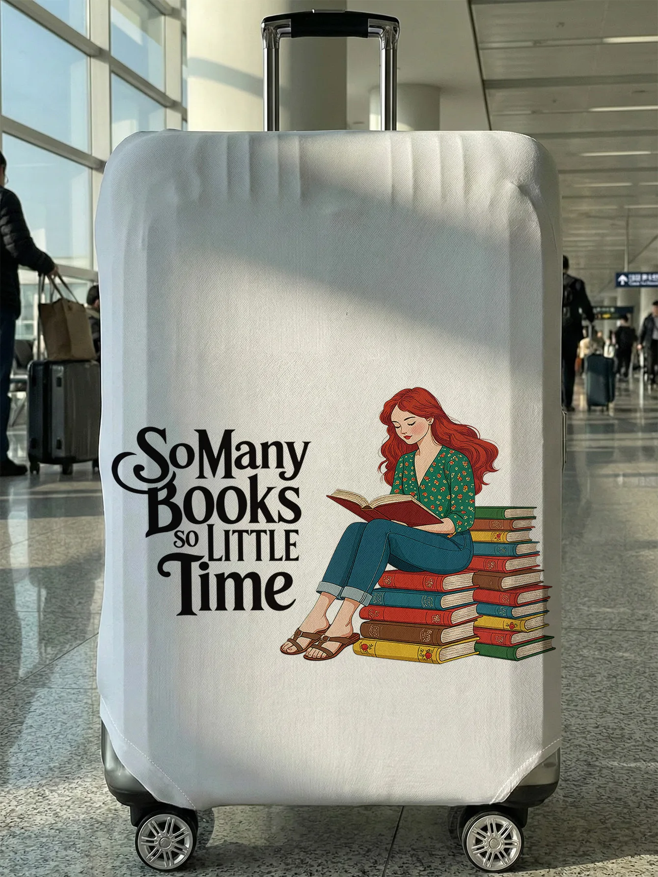 

Reading girl printed luggage protection cover, suitable for 18-32 inch luggage covers, luggage handle gloves, travel accessories
