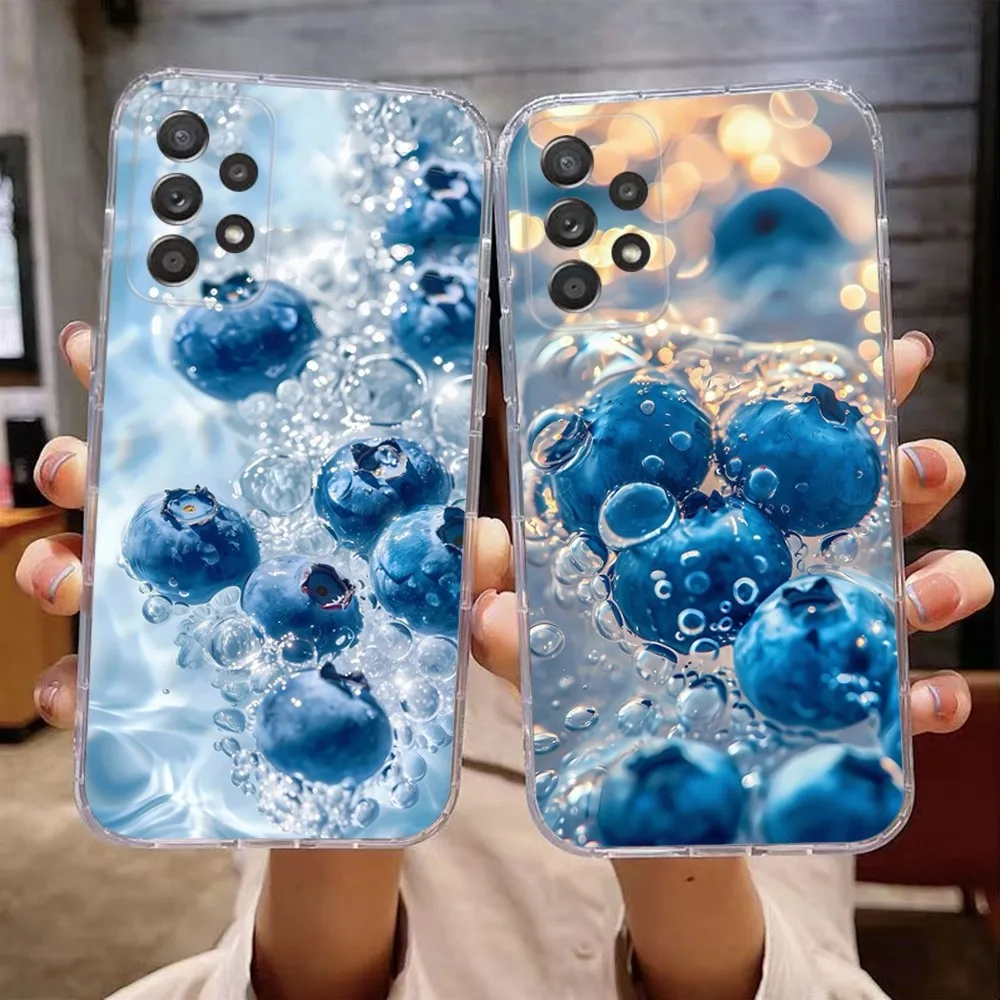 Blueberries Fruit Phone Case For Samsung A 71,70,52,51,4G,40,31,50,20,21,S,12,10,S,A03S,Note20 Ultra,4G,Ultra Transparent Case