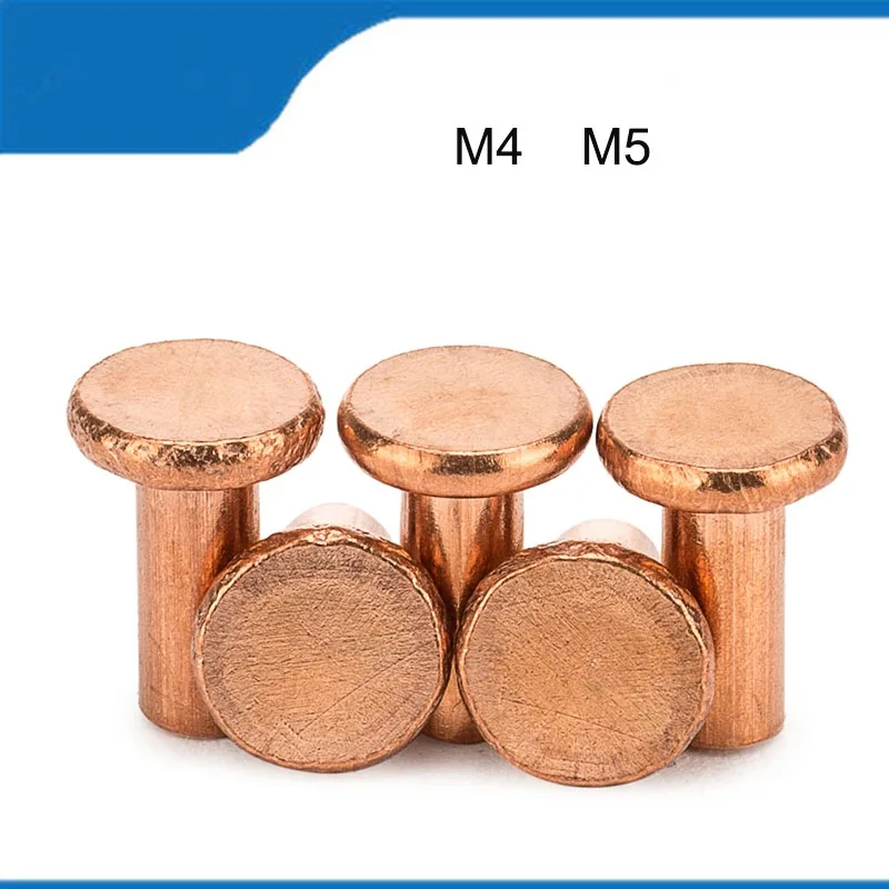 

GB109 High Quality M4 M5 50PCS Copper Solid Rivets Flat Head Copper Rivets Solid Copper Rivet Knock Flat Head Rivet