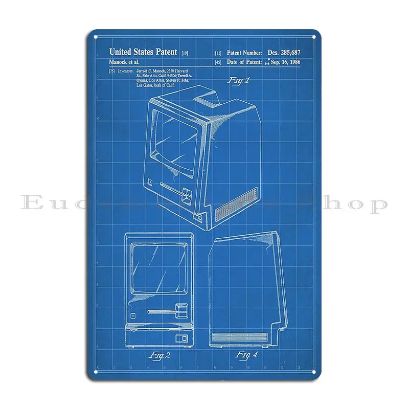 Apple Macintosh Patent Apple Art Blueprint Metal Sign Club Create Cave Bar Tin Sign Poster