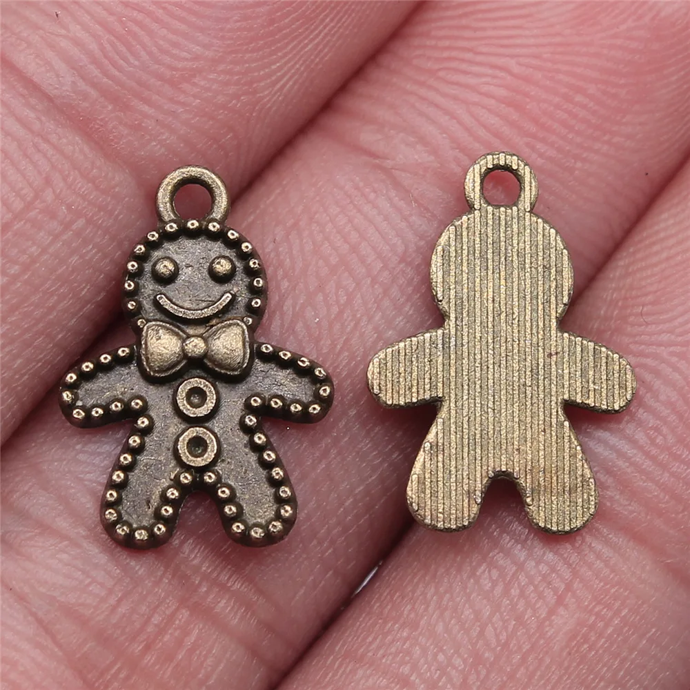 20pcs 18x12mm Antique Silver Color Antique Gold Color Antique Bronze Color Gingerbread Man Charms Jewelry Making Accessories