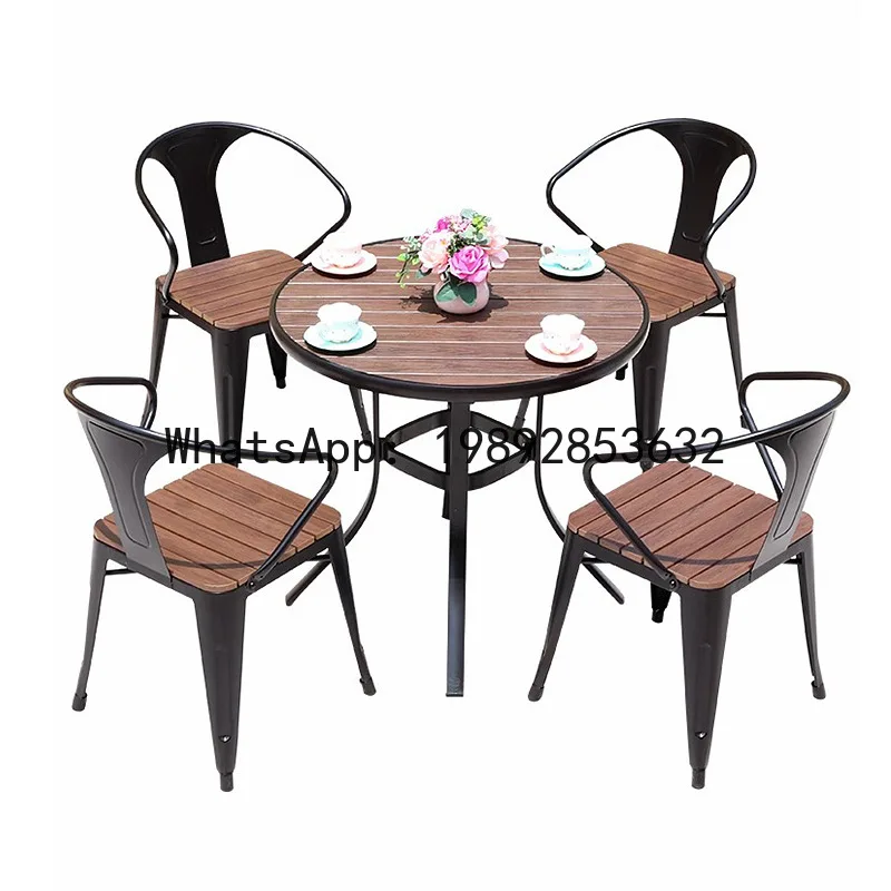 B1 Iron Art Outdoor Table and Chairs for Cafe, Villa, Courtyard, Leisure Balcony, Garden, Outdoor Seating
