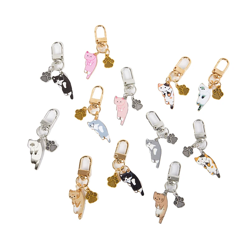 Kawaii Cat Keychain Pet Paw Key Ring Animal Footprint Key Chains Souvenir Gifts For Women Men Cay Keys DIY Handmade Jewelry