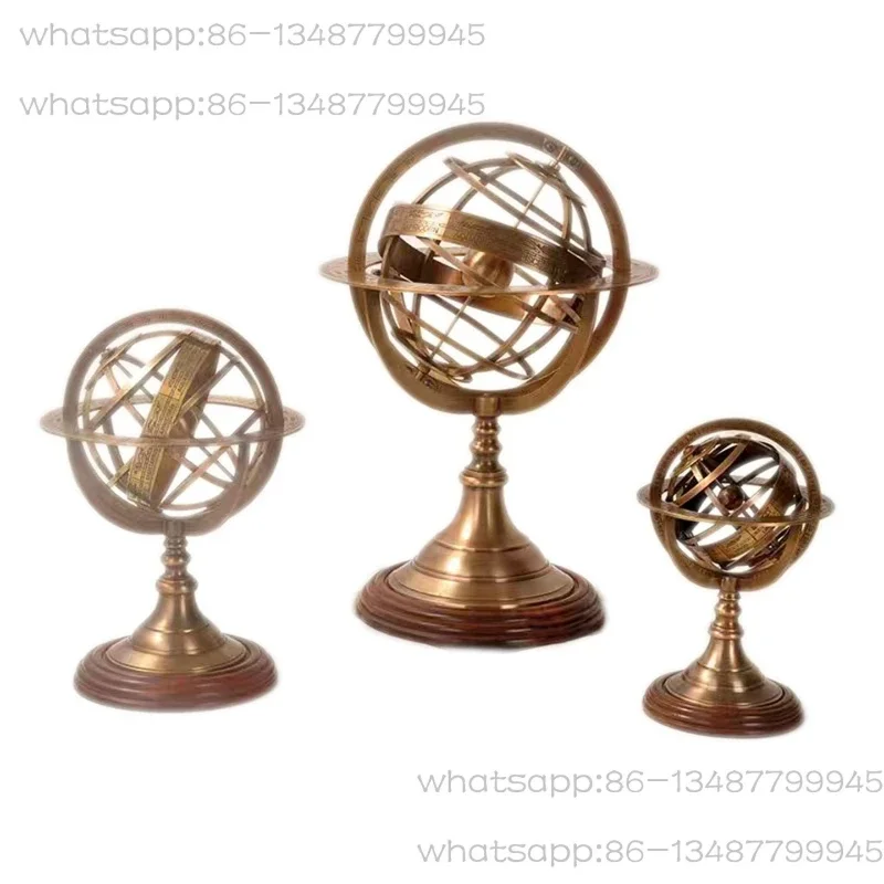 Brass study decorative ornament, American and European desktop arcane globe, Duobao decoration