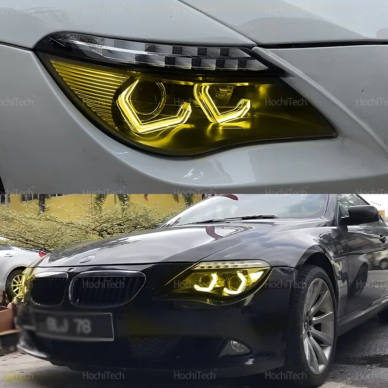 ل BMW 6 سلسلة E63 E64 630Ci 630i 645Ci 650i M6 03-10 M4 نمط الليمون الأصفر حلقة عيون الملاك LED الأبيض العلوي خواتم عدة DRL