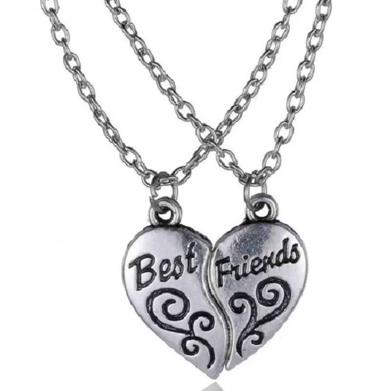 

New Fashion Pair Stainless Steel BFF Necklace For Women Silver Color Best Friend Necklaces Pendants Jewelry Collares