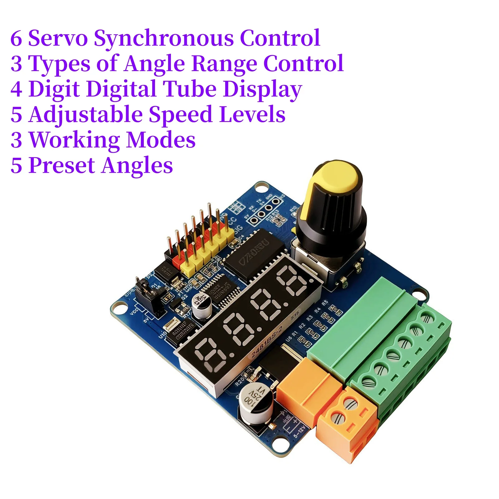 Servo Tester 6-Channel Servo Controller Board–Speed/Angle Adjustable, 3 Modes(Lock/Cycle/Auto-Zero),for RC Models/Robotic Arms