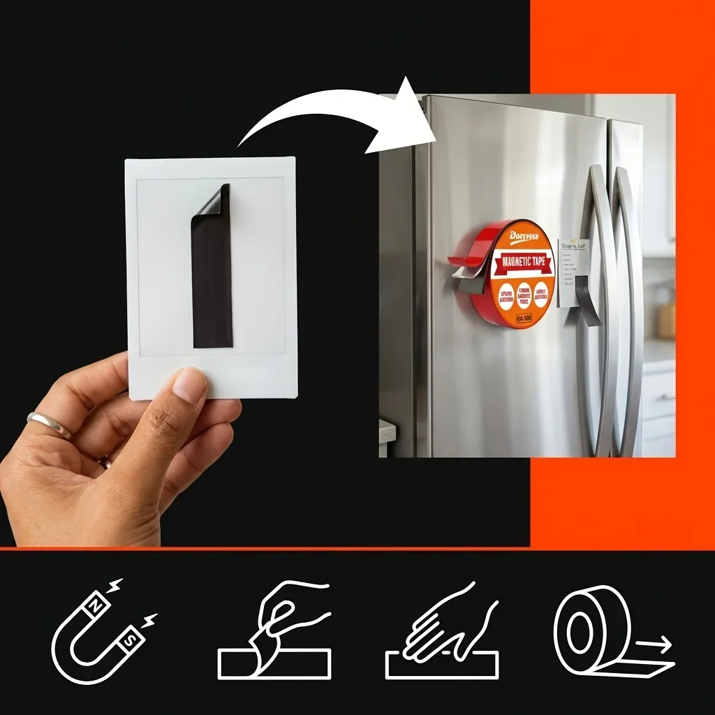 Doeyvose Flexible Rubber Magnetic Tape,  Perfect for Wall, Fridge, Photos, Posters, Home and Daily Office Storage view 4
