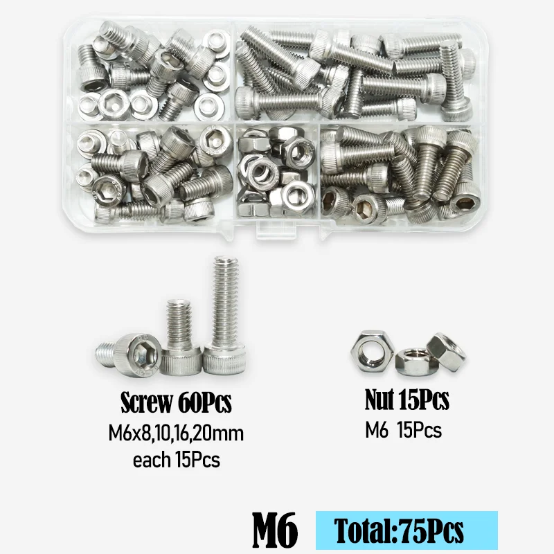 M2 M2,5 M3 M4 Messing-Einsatzmutter mit Gewinde und Sechskant-Innensechskantschraube aus Edelstahl 304, mit wärmegekarteltem Muttern-Set – Detail 12