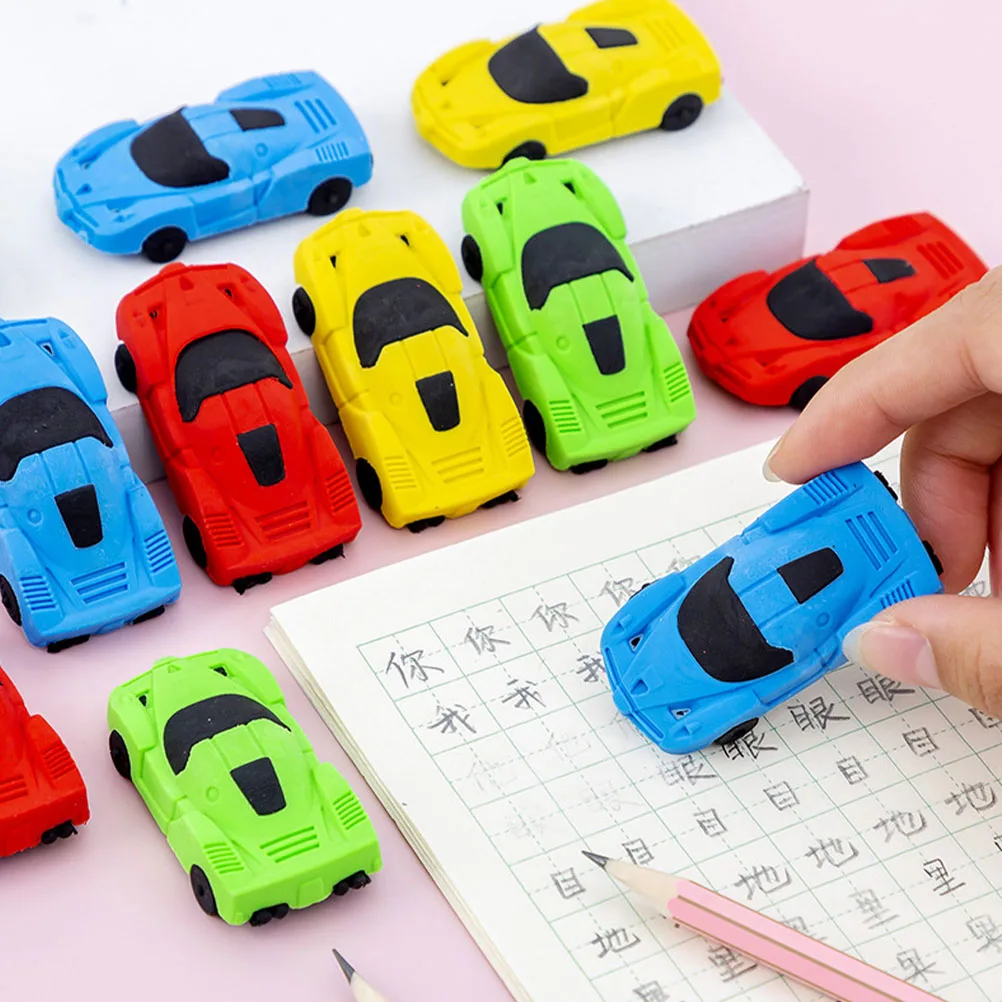 Gommes à crayon de voiture pour enfants, design de dessin animé, mini voitures pour animaux, gommes portables pour étudiants, cadeau scolaire, papeterie, 20 pièces