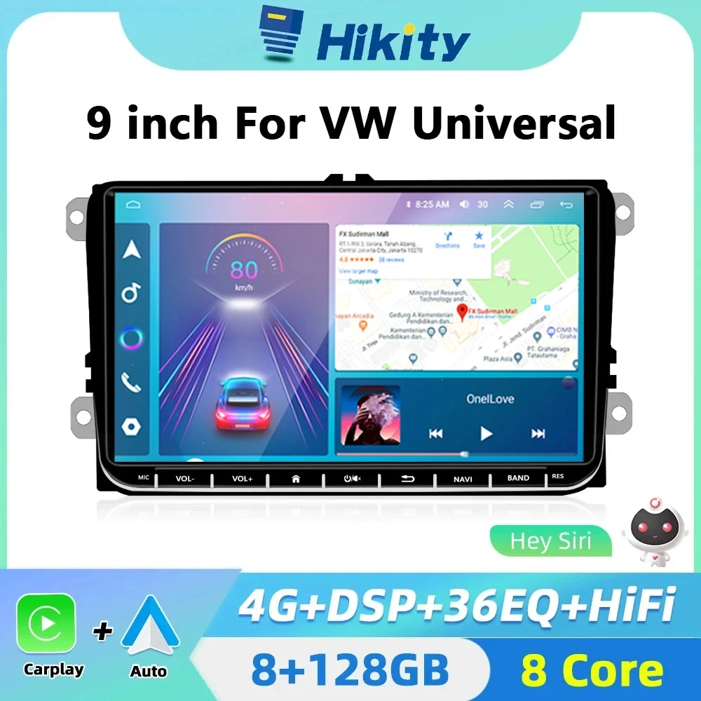 Hikity Android 2 din CarPlay Android Auto Radio Car Radio Stere For VW Octavia Jatta Passat Skoda Superb Golf Navigation GPS