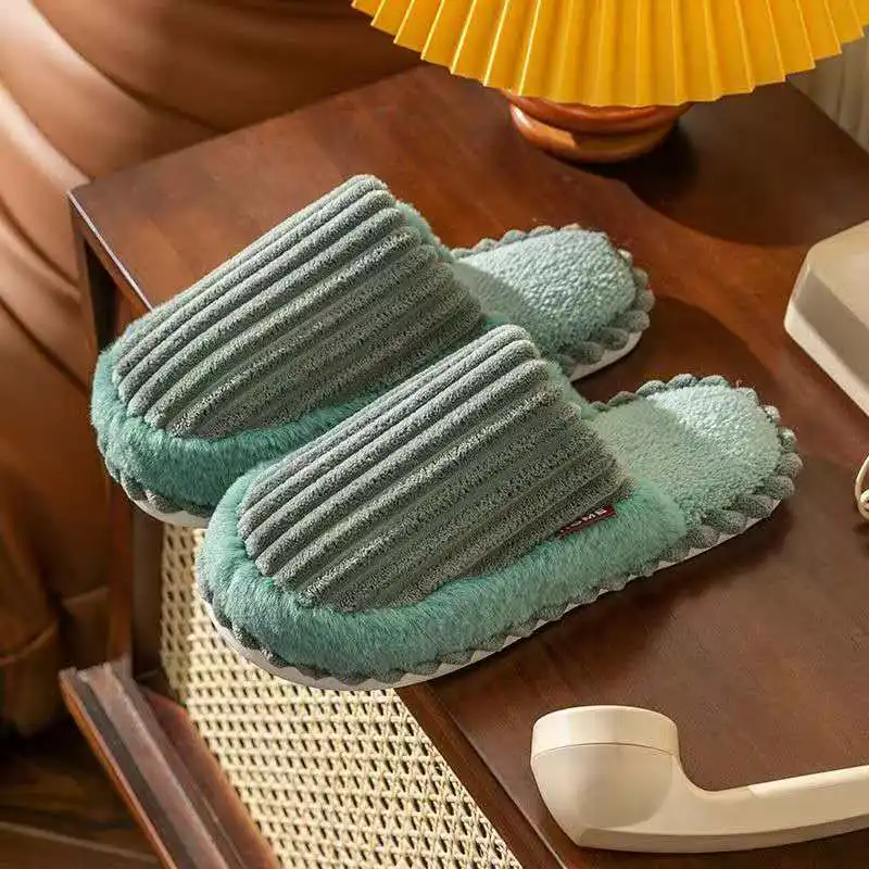 2026 Winter and autumn indoor floor slippers for men comfortable silent anti-slip and warm cotton slippers for home use