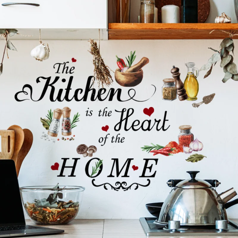 

Cartoon English Kitchen Home Wall Sticker Background Room Bedroom Dormitory Decor Corridor Porch Stickers Antifouling Removable