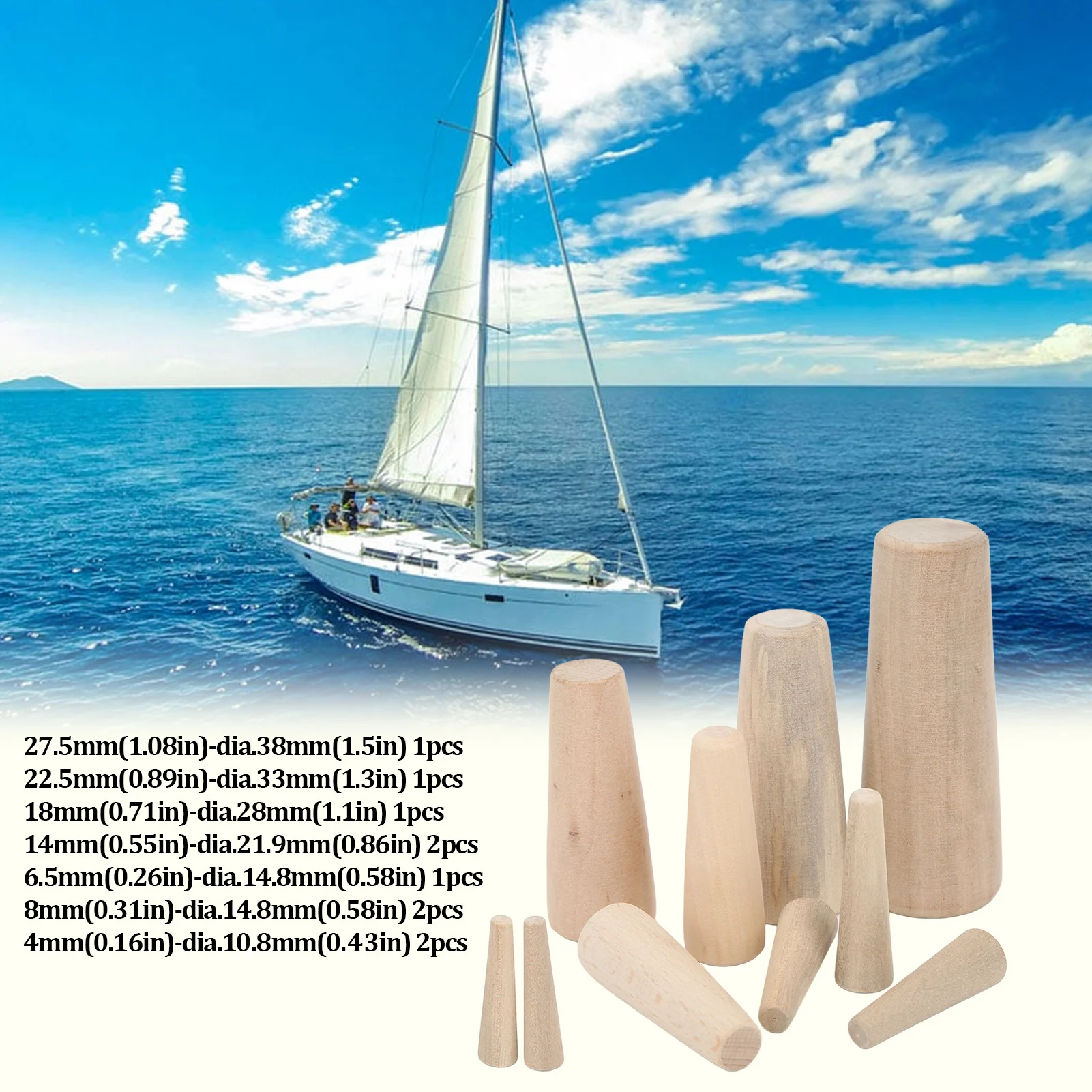 10pcs Marine Tapered Thru Hull Emergency Soft Wood Plugs Drain Plug for Boat Yacht