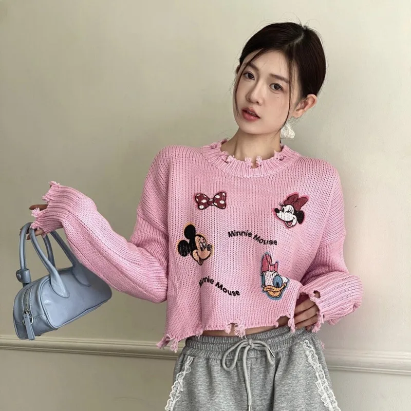 Cute Cartoon Autumn New Sweet Style Sweater Women's Loose Casual Short Knitted Pullover Korean Version Fashion Commuting Sweater