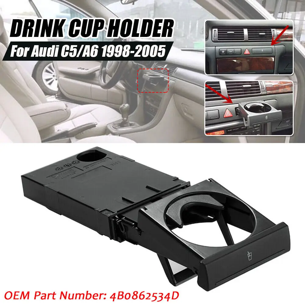 

4B0862534D For Audi A6 C5 1998-2005 Black Car Stretch Folding Drink Cup Holder Stand Dashboard Stretch Bottle Can Cup Stand